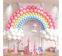 Rainbow Linking Balloons, 130PCS Colorful Quick Link Balloons Assorted, Multicolor Connecting Balloon Arch Kit for Kids Girls Baby Shower Easter Rainbow Unicorn Theme Birthday Party Decorations