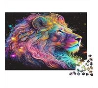 Rainbow Lion Art 1000 Piece Vibrant Rainbow Lion Side Profile Jigsaw Puzzles for Adults And Kids Challenging Games 1000 Pieces Stress Reliever Challenge High Difficulty 70x50cm/1000pcs