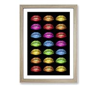 Rainbow Lips Black Framed Print | A2 Oak Framed Wall Art | Ready to Hang | Modern Nature Picture | Living Room Bedroom Lounge Office