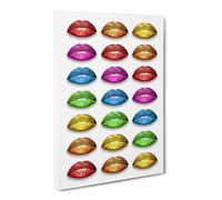 Rainbow Lips Canvas Print | Gallery Wrapped 30mm Frame Wall Art | 20x14 inches | Ready to Hang | Modern Rainbow Picture | Living Room Bedroom Lounge Office