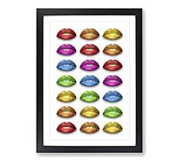 Rainbow Lips Framed Print | A2 Black Framed Wall Art | Ready to Hang | Modern Nature Picture | Living Room Bedroom Lounge Office