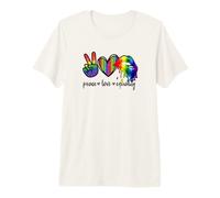 Rainbow Lips Leopard Heart Decor Women Peace Love Equality Premium T-Shirt