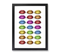 Rainbow Lips Modern Framed Print | A3 Black Framed Wall Art | Ready to Hang | Modern Nature Picture | Living Room Bedroom Lounge Office