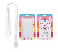 Rainbow Llama Unicorns ID Card Holders with White Lanyard, Pass Holder, Vertical Name Badges Protector for Women, Vertical ID Cards Protector for Nurse, Nurse Accessories Work Essentials Work