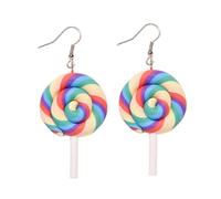 Rainbow Lollipop Earrings Handmade Polymer Clay Delicate Colorful Candy Simulated Swirl Sweet Sugar Ice Cream Snacks Funny Dangle Drop Earrings for Women Christmas Birthday Party Jewelry Gifts, M