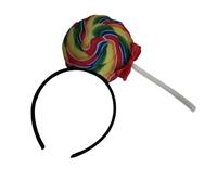 Rainbow Lollipop Hairband for Festival Parties Adjustable Soft Fabric Hair Accessory with Colorful Candy Design Christmas Party