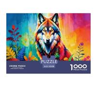Rainbow Lone Wolf Jigsaw Puzzles for Adults Kids Animal Puzzles 1000 Piece Brain Challenge Home Decoration Gifts 52x38cm/1000pcs