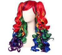 Rainbow Long Curly Wig, Multicolor Double Pigtail Cosplay Wigs for Festivals, Parties, Roleplay, Natural-Looking Domestic Silk, Ready to Ship