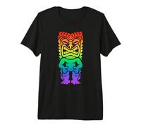 Rainbow Lono Hawaiian Tiki God Polynesian Tribal Hawaii Premium T-Shirt