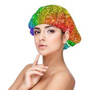 Rainbow Looks Like With Sequin,Adult's Satin Sleeping Cap - Women's Elastic Sleep Bonnet, Adjustable Overnight Hair Cover