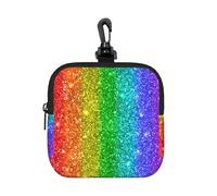 Rainbow Looks Like with Sequin, Coin Purse Square Zipper Storage Bag, Change Pouch with Lobster Buckle Clasp Buckle, Change Purse