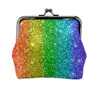 Rainbow Looks Like with Sequin, PU Leather Coin Purse, Small Wallets, Change Pouch with Kiss Lock Clasp Buckle, Change Purse