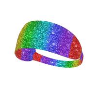 Rainbow Looks Like With Sequin,Sports Sweatband for Unisex Multi Headband Elastic Exercise Hairband