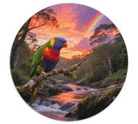 Rainbow Lorikeet 1000 Piece Round Puzzle Logic-Driven Game Young Thinkers Educational Purpose Bird Home Learning Station Puzzle Shelf 1000pcs (67.5x67.5cm)