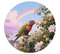 Rainbow Lorikeet 1000 Piece Round Puzzle Relaxed Pace Grandparents And Kids Gentle Brain Exercise Bird Lovely Present Family Fun 1000pcs (67.5x67.5cm)
