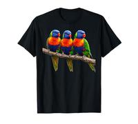 Rainbow Lorikeet Branch Parrots Bird Art Australian Design T-Shirt