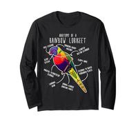 Rainbow Lorikeet Parrot Anatomy, Funny Cute Pet Lover Bird Long Sleeve T-Shirt