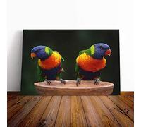 Rainbow Lorikeet Parrot Birds Canvas Print | Gallery Wrapped 30mm Frame Wall Art | 30x20 inches | Ready to Hang | Modern Animals Picture | Living Room Bedroom Lounge Office