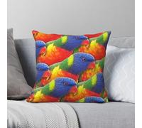Rainbow Lorikeet Psychedelic Square Pillowcase Polyester Linen Velvet Printed Zip Decorative Sofa Cushion Cover