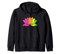 Rainbow Lotus Flower in Pink, Orange, Yellow, Green, Blue Zip Hoodie