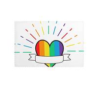 Rainbow Love 12x18 Inch Oil-Resistant Heat-Insulating Placemat Set – 6-Pack For Home, Hotel & Banquet Table Decor – Durable Polyester Fabric With Custom Diy Print Design