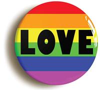RAINBOW LOVE BADGE BUTTON PIN (Size is 1inch/25mm diameter) LGBT PRIDE DIVERSITY