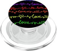 Rainbow Love Cursive Script Pattern LGBTQ Pride Heart Design PopSockets PopGrip for MagSafe