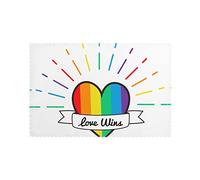 Rainbow Love Free Slogan 12x18 Inch Oil-Resistant Heat-Insulating Placemat Set – 6-Pack For Home, Hotel & Banquet Table Decor – Durable Polyester Fabric With Custom Diy Print Design
