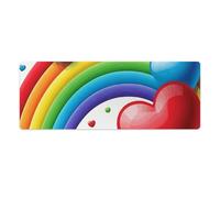 Rainbow Love Heart Desk Mat with Stitched Edges, Rubber Mouse Mat for Keyboard Mats Non-Slip Waterproof Desk Pad Office Supplies Large Gaming Mouse Pad for Home Work