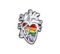 Rainbow Love Heart Ocean Blue Brain Alphabet Twin Lungs Colourful Letter Visceral Badge Ornament, Cc1806