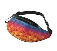 Rainbow Love Heart Print Fanny Pack for Women Men, with Adjustable Strap, Lightweight Waterproof Waist Bag for Sport Walking Running