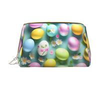 Rainbow Love Hearts Print Leather Cosmetic Bag Small Travel Cosmetic Bag for Women, Cosmetic Organizer Cosmetic Bag for Handbag, Happy Easter Holiday, One Size