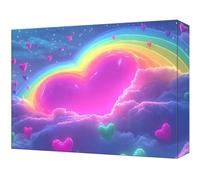 Rainbow Love Paint by Numbers, Painting by Numbers for Adults Kits, DIY Canvas Paint by Number Kids Kits, Color Acrylic Pigment Drawing Crafts, Gifts for Home Wall Decor 50x70cm (Without Frame) T-26