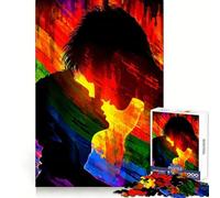 Rainbow Love Silhouette 1000 Pieces Jigsaw Puzzles for Adults Strengthen Memory Casual Fun Clean Edge Classic Gift (38x52cm)