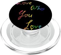 Rainbow Love Who You Script Design PopSockets PopGrip for MagSafe