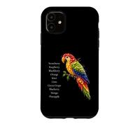 Rainbow Macaw Fruit Parrot Art Colorful Tropical Bird Design Case for iPhone 11