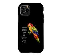 Rainbow Macaw Fruit Parrot Art Colorful Tropical Bird Design Case for iPhone 11 Pro