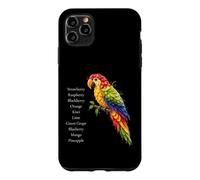 Rainbow Macaw Fruit Parrot Art Colorful Tropical Bird Design Case for iPhone 11 Pro Max