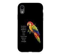 Rainbow Macaw Fruit Parrot Art Colorful Tropical Bird Design Case for iPhone XR