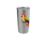 Rainbow Macaw Fruit Parrot Art Colorful Tropical Bird Design Stainless Steel Insulated Tumbler