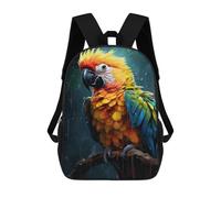 Rainbow Macaw in Rain Backpack School Large School Backpack for Boys for Teenage Girls Boys Women Men 17inch