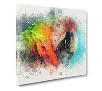 Rainbow Macaw Parrot Canvas Print | Gallery Wrapped 30mm Frame Wall Art | 14x14 inches | Ready to Hang | Modern Animals Picture | Living Room Bedroom Lounge Office