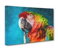 Rainbow Macaw Parrot Canvas Print | Gallery Wrapped 30mm Frame Wall Art | 20x14 inches | Ready to Hang | Modern Animals Picture | Living Room Bedroom Lounge Office