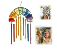 Rainbow Magic in Sunlight Handcrafted Wind Chimes, Rainbow Sun Catcher Wind Chime, Hanging Wind Chimes, for Garden, Patio, Yard, Window, Unique Memorial Housewarming
