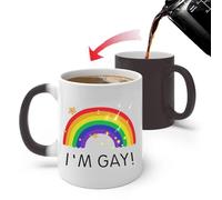 Rainbow Magic Mug, Heat Sensitive Color Changing Coffee Cup for Pride Celebration, I'm Gay Funny Ceramic Mug for Friends,for Gifts and Party