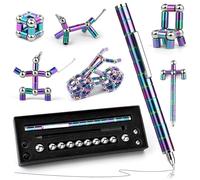 Rainbow Magnetic Fidget Pen | Decompression Magnetic Metal Pen | 2-in-1 Ballpoint & Stylus | Creative Stress Relief Office Desk Toy | Fun Gifts for Kids, Boys, Girls & Adults