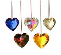 Rainbow Maker, Heart 5PCS K9 Crystal with Hanging Rope Heart Shaped Hanging Rainbow Maker Crystals Ornament S for Window Home Office Wedding Party Garden Decoration