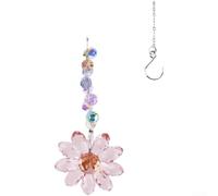 Rainbow-Making AB For CRYSTAL Sun Catcher with Floral Outline, Wind Chime Pendant for Wedding Celebration Party Window Balcony Decoration (Pink)