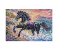 Rainbow-maned Horse by Flower Sea 300 Piece Jigsaw Puzzle Pack Teens Beginners Cognitive Development Puzzle Fans Group Play Anniversary Thick Cardboard 300 PCS