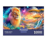 Rainbow-maned Lion in A Fantasy Savanna 1000 Piece Jigsaw Puzzle The Lion Recycled Cardboard, Great Gift for All Ages 38x26cm/1000pcs